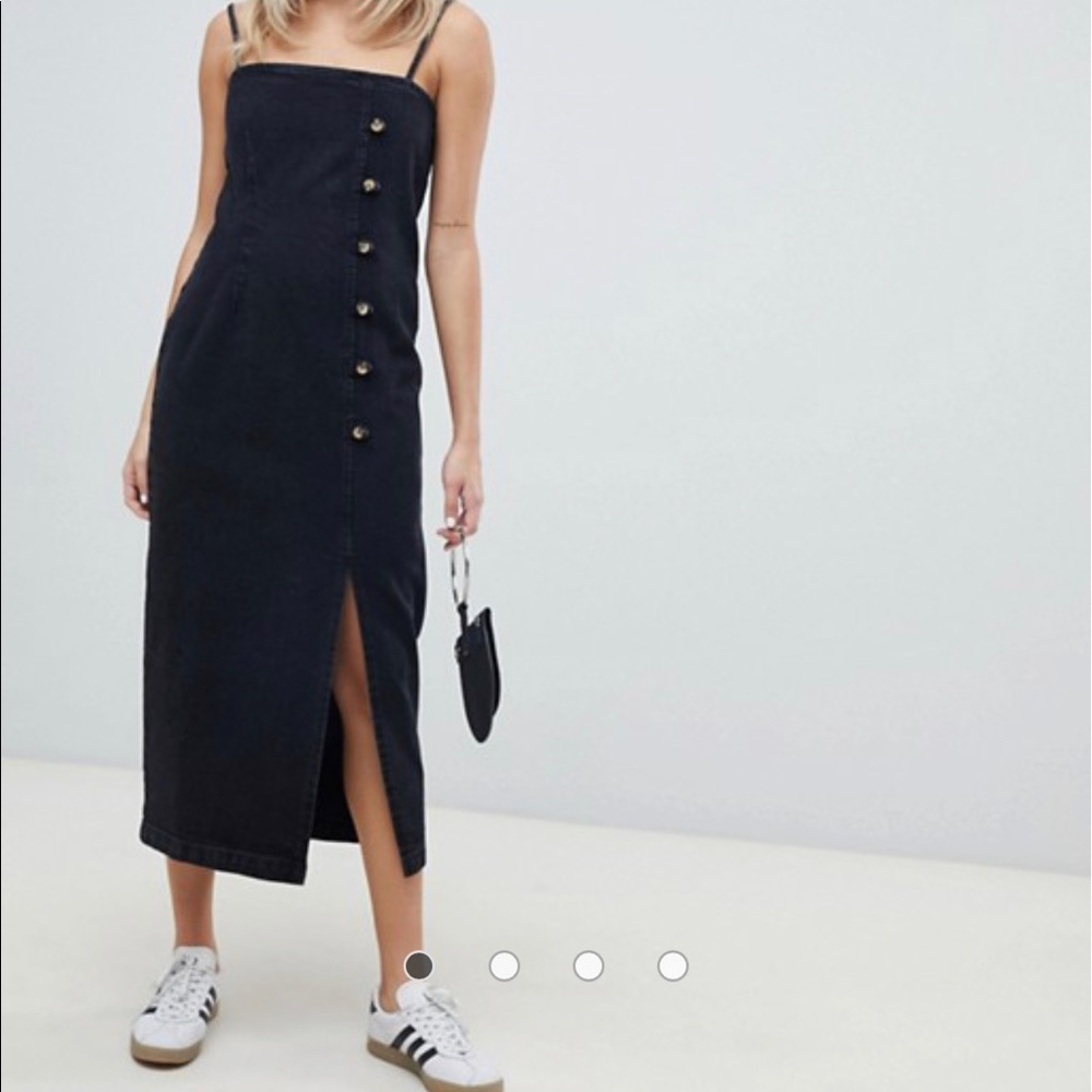 ASOS Midi Washed Black Denim Dress Size 8